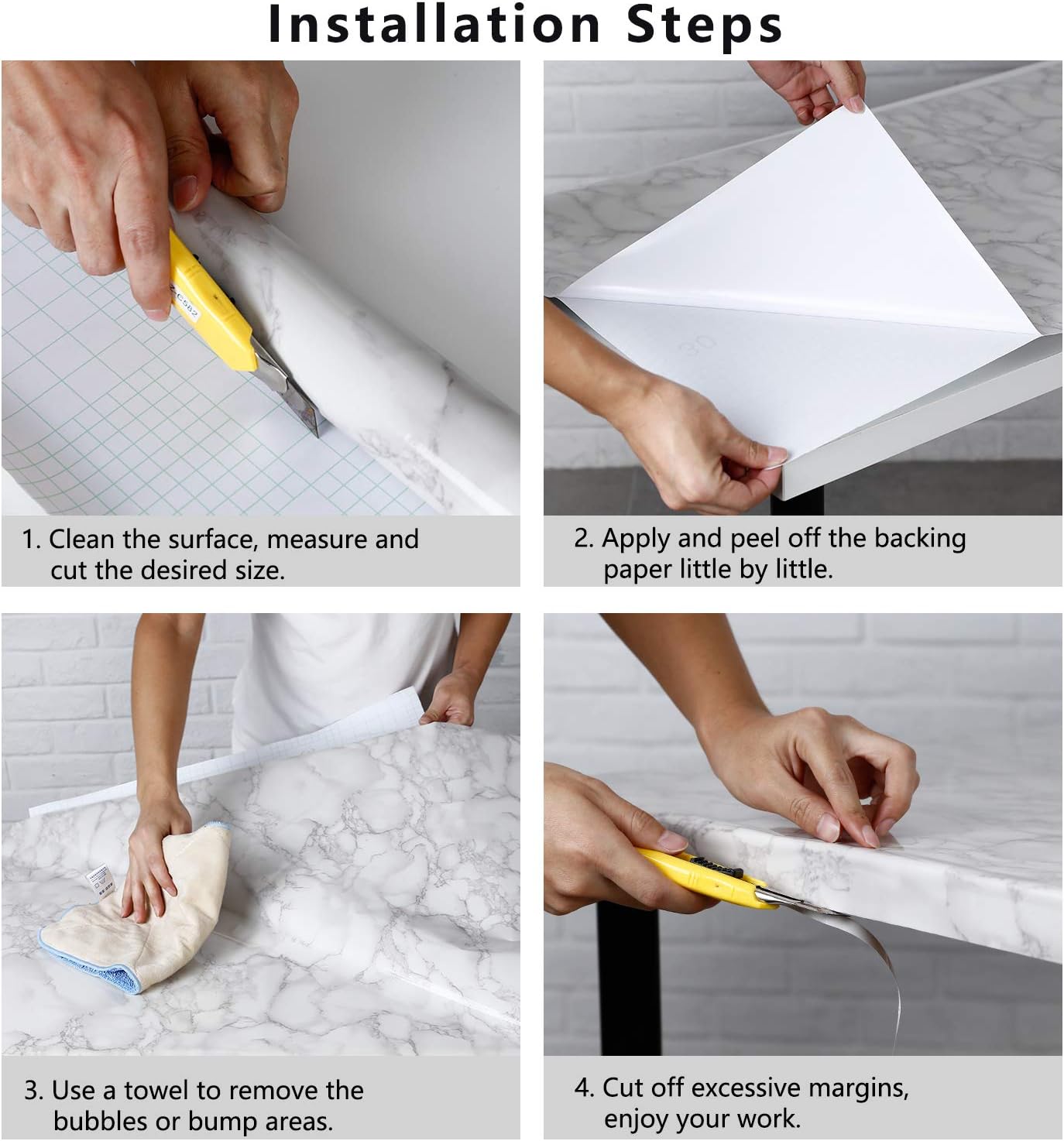 23.6" x 196.8" Marble Paper Granite Gray/White Marble Wallpaper Kitchen Countertop Cabinet Furniture Peel and Stick Wallpaper Removable Self Adhesive Marble Paper Refurbish Old Furniture
