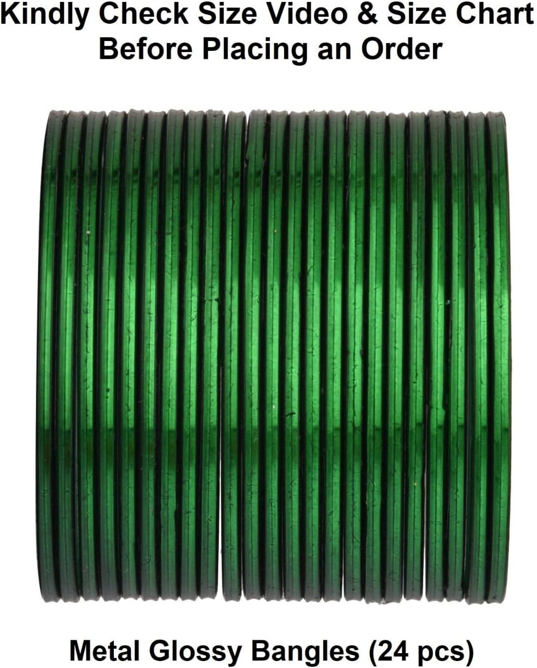 Efulgenz Metal Bangles for Women Indian Jewelry Two Dozen Wedding Bangles Set Plain Glossy Alloy Bangles Bollywood Bracelets Bridal Bangle Set Fashion Costume Jewelry Accessories for Women - Image 5