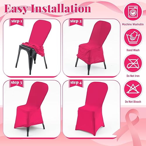 Vista 17 de Oudain 12 fundas para sillas plegables universales de elastano, lavables, extraíbles, elásticas, protectoras para decoración de fiestas (serie azul)