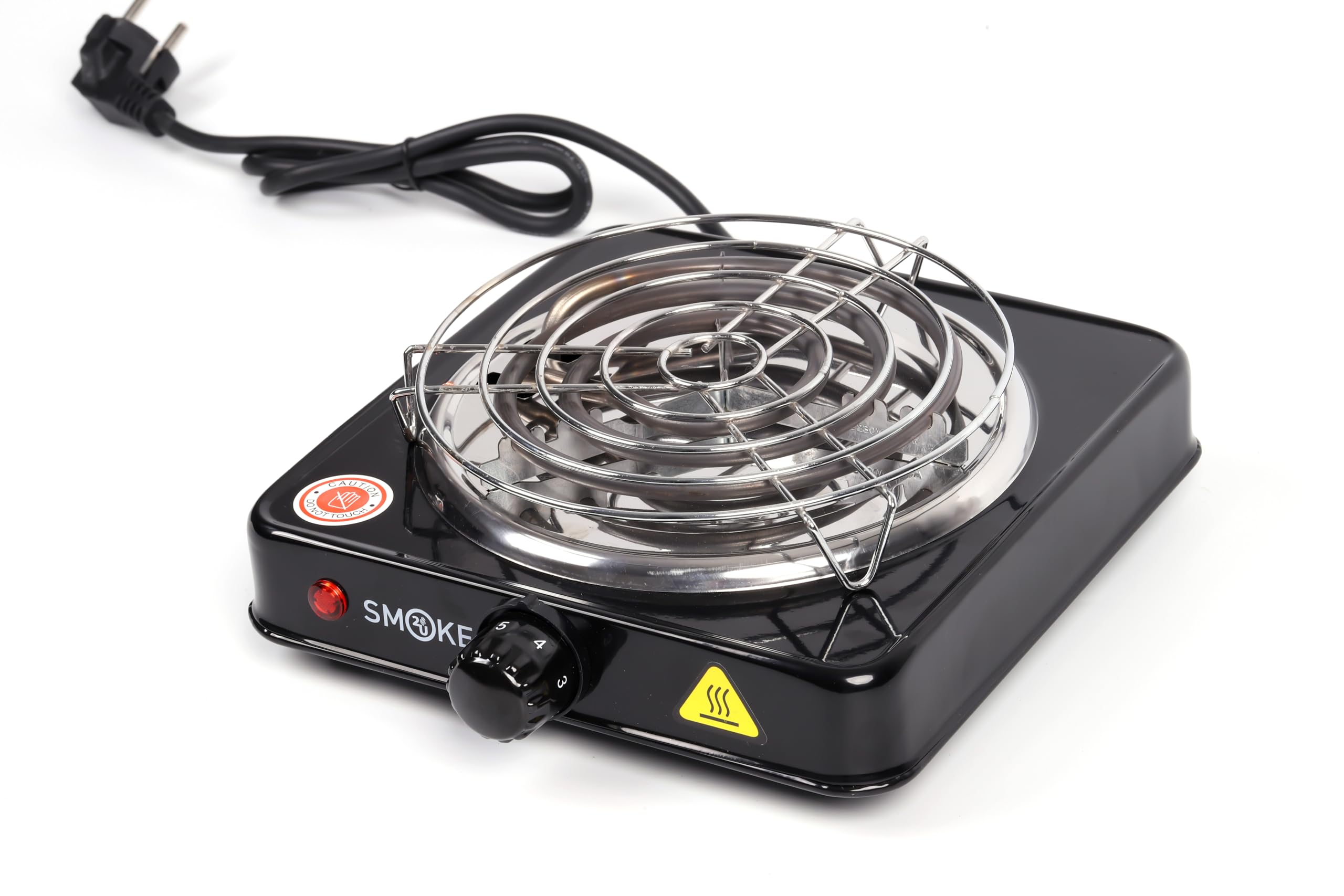 Turbo Power 1000 Watt elektrischer Kohleanzünder Blitzschnell, Kohlen Ofen, Kohle Anzünder mit Kohlegitter, Hotplate mit Edelstahl Heizspirale Stainless Steel | 5-Stufig mit Überhitzungsschutz