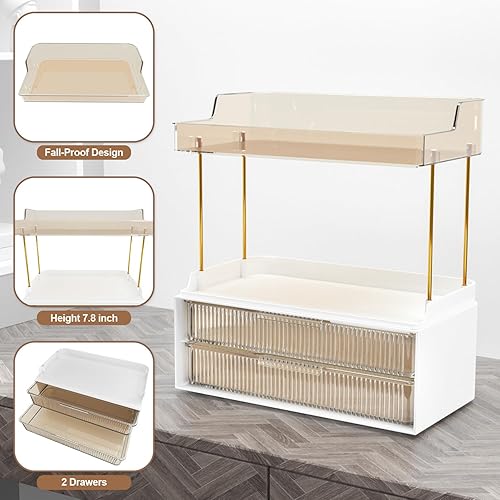 Miniatura 3 de GTI Organizador de maquillaje de 3 capas para tocador, organizador de baño grande para cosméticos, perfumes y cuidado de la piel, organizador de