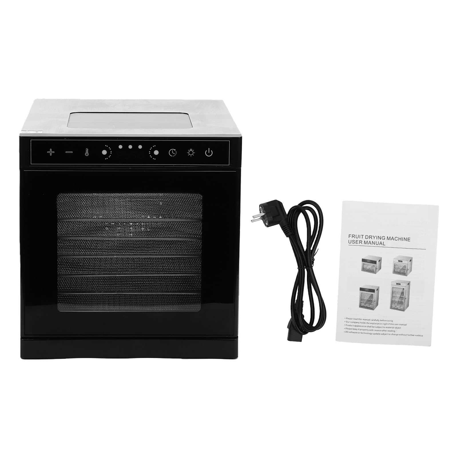 TOPINCN Deshidratador de Alimentos con 6 Bandejas de Acero Inoxidable, Ventana de Visualización con Luz Integrada, Temporizador Ajustable 400W para Carne, Fruta, Yogur, Golosinas (Enchufe europeo