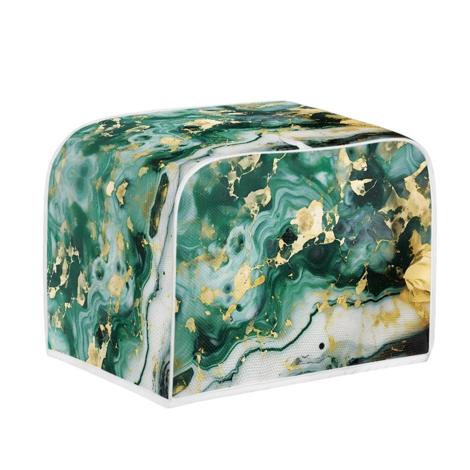 Toaster Cover Kitchen Bakeware Protector Fits for Most Standard 4 Slice Toasters, Keep Toaster Free From Dust And Fingerprint Oven Dustproof Cover, Green Gold Marble