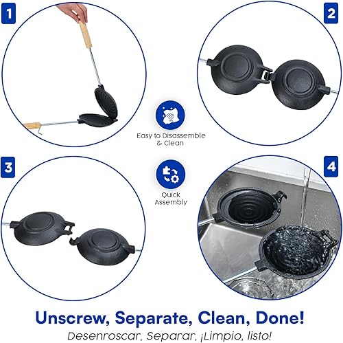 Miniatura 8 de Disquera de Pan Cubano Redondo (1 unidad) - Prensa de sándwich cubana de hierro fundido para disco volador para sándwich - Sandwich tradicional de