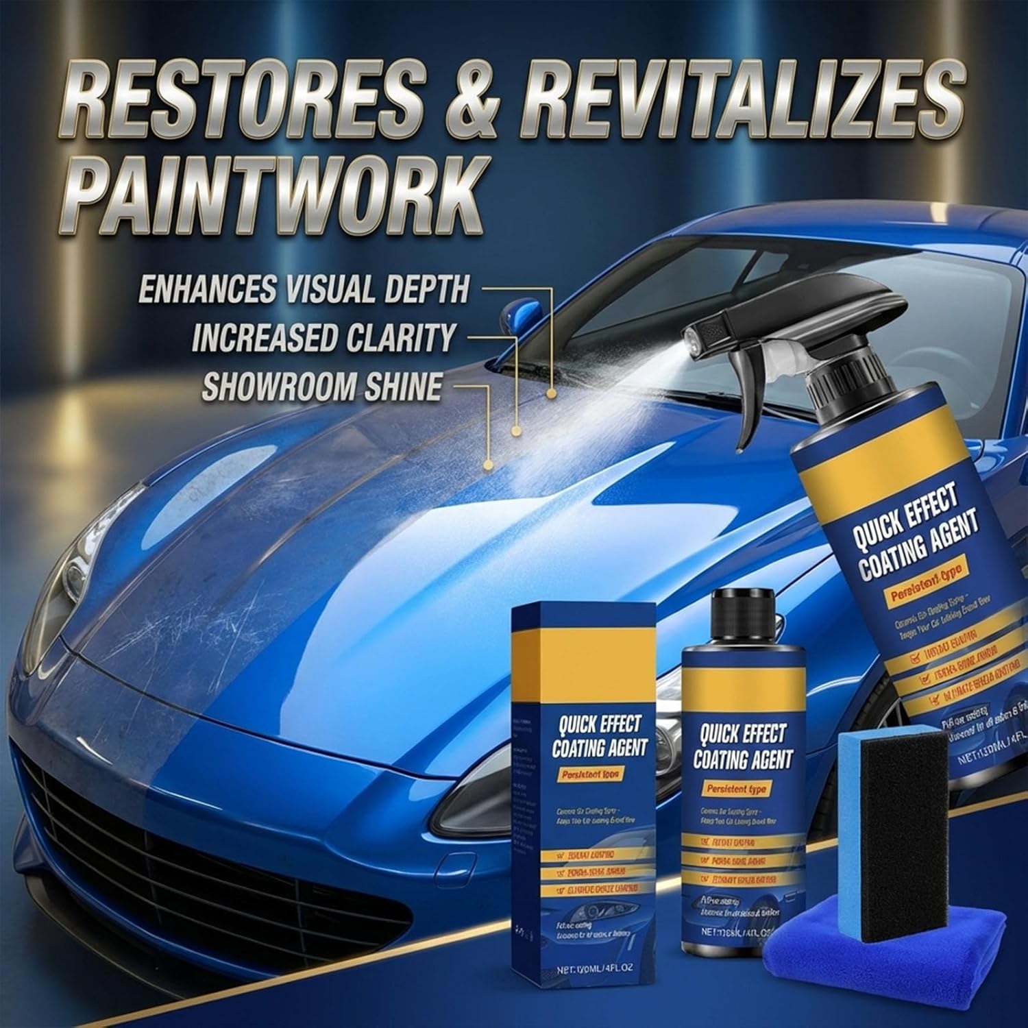 Car Protection Spray, Nano Quick Coat Restore, 120ml Car Coating Quick Effect Coating Agent for Car, Spray for Shine & Protection (3)