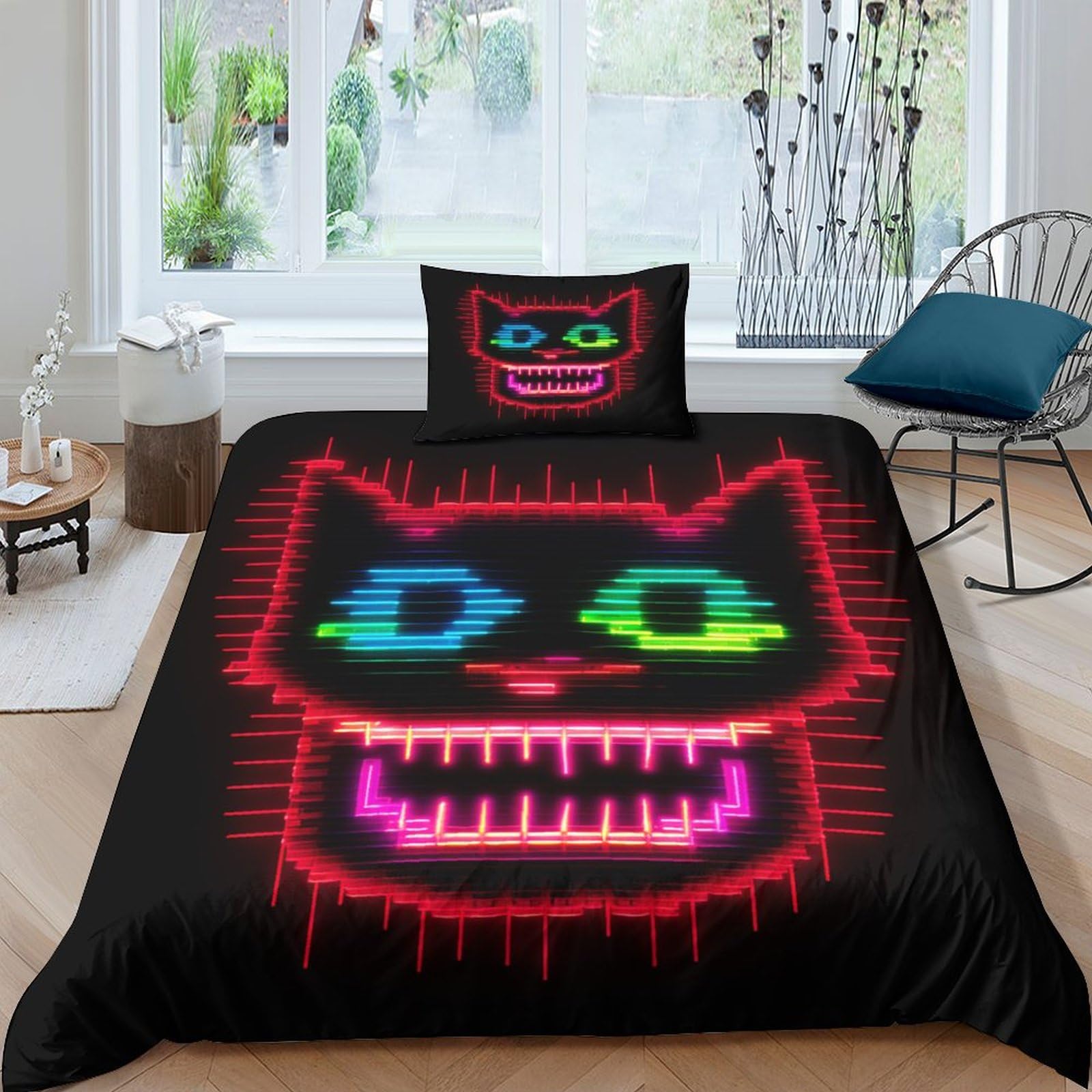 Chat parure de lit 3D housse de couette 135x200 microfibre pour ado et enfant