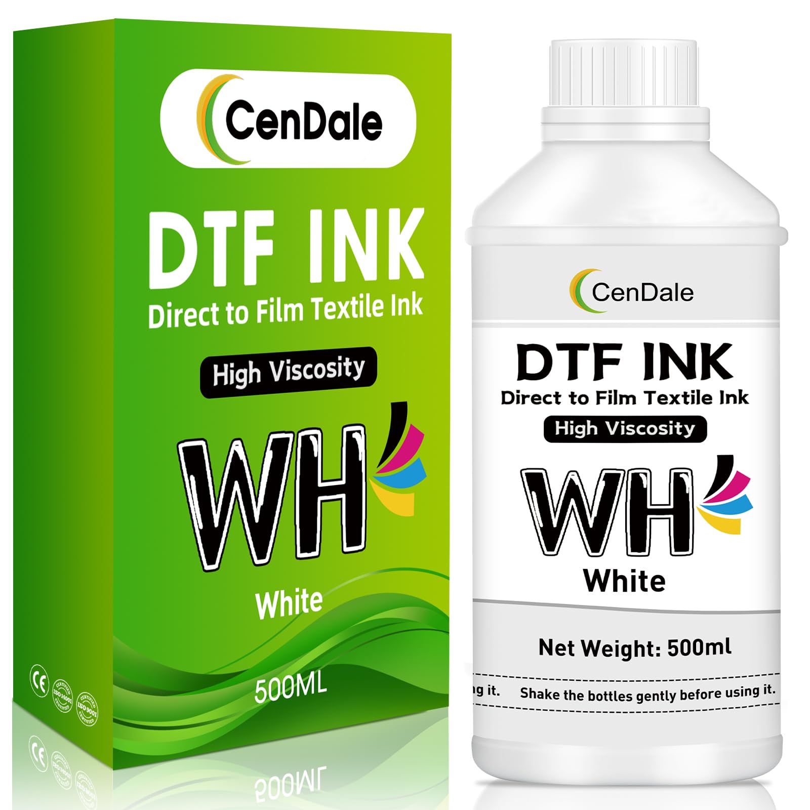 CenDale DTF White Ink 500ml Upgraded 3.0-5.0cP Viscosity DTF Transfer Ink for DTF Film Refillable Ink for ET-8550 XP-15000 L1800 L805 R1390 R2400 DTF Printers Heat Transfer Printing-image-37