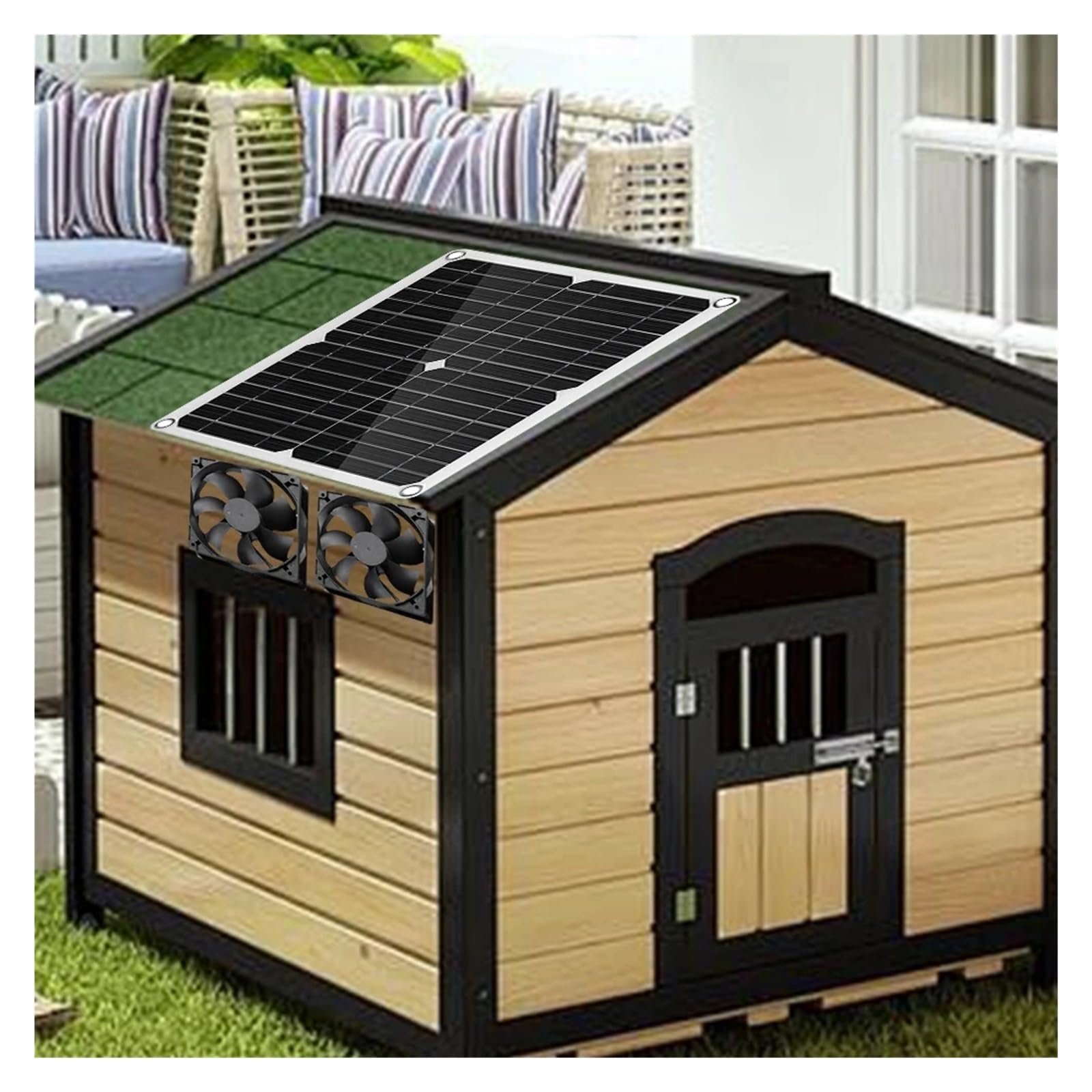 GDBAGKDQK Extractor Solar De 12 W, Impermeable, Alimentado por Panel, For Gallineros, Invernaderos, Cobertizos Y Casas For Mascotas Enfriamiento RáPido(Dual Fan)