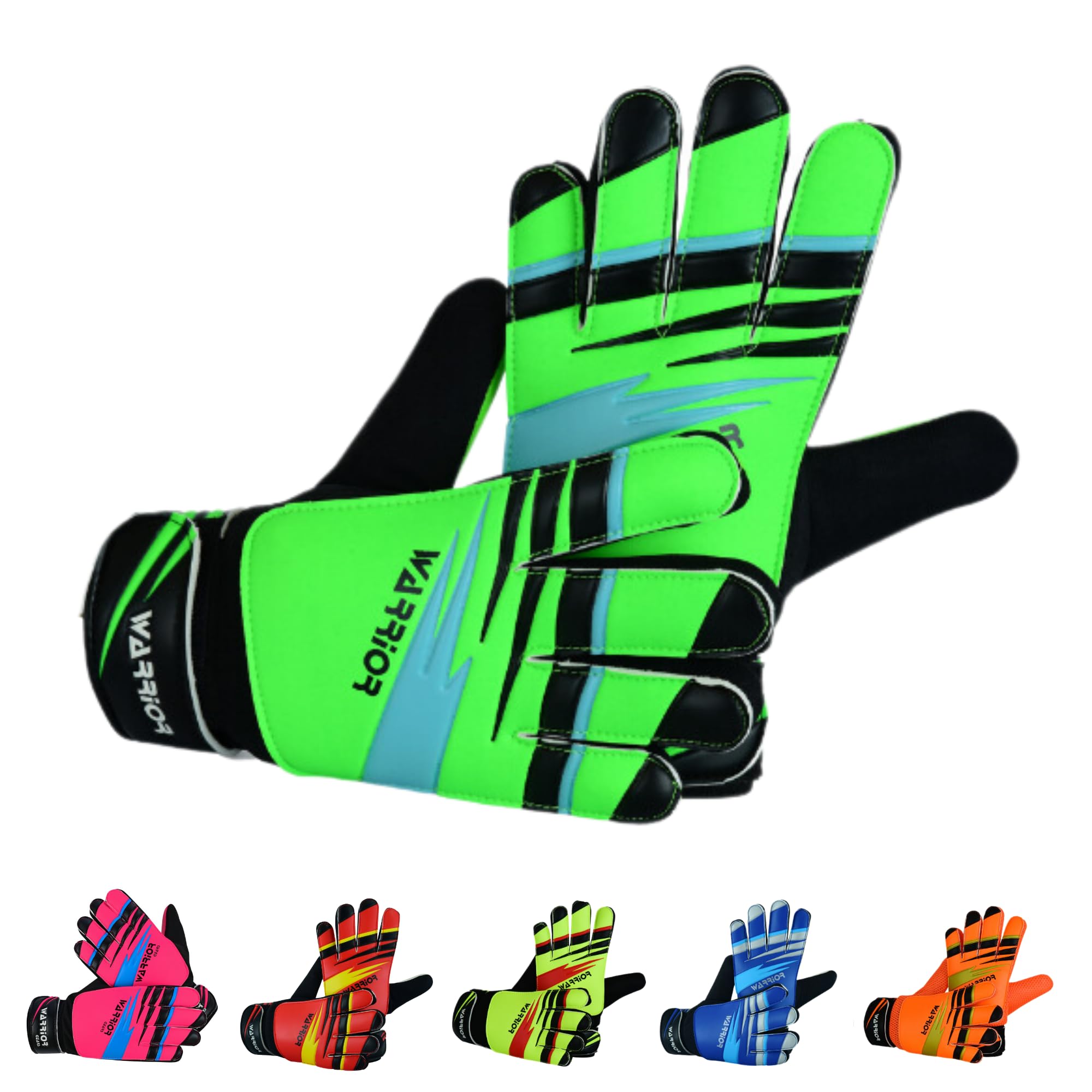 warrior gears Goalkeeper Glove Kids, Football Goal Keepers Gloves, Goalie Glove Kids with Double Wrist Protection, Junior Goalkeeper Gloves — image 1