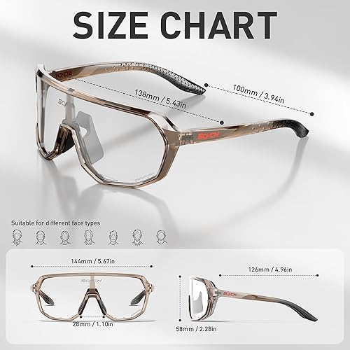 Miniatura 5 de SCVCN Gafas de ciclismo fotocromáticas para hombres y mujeres, lentes deportivos transparentes con protección UV400 para ciclismo, running y MTB,