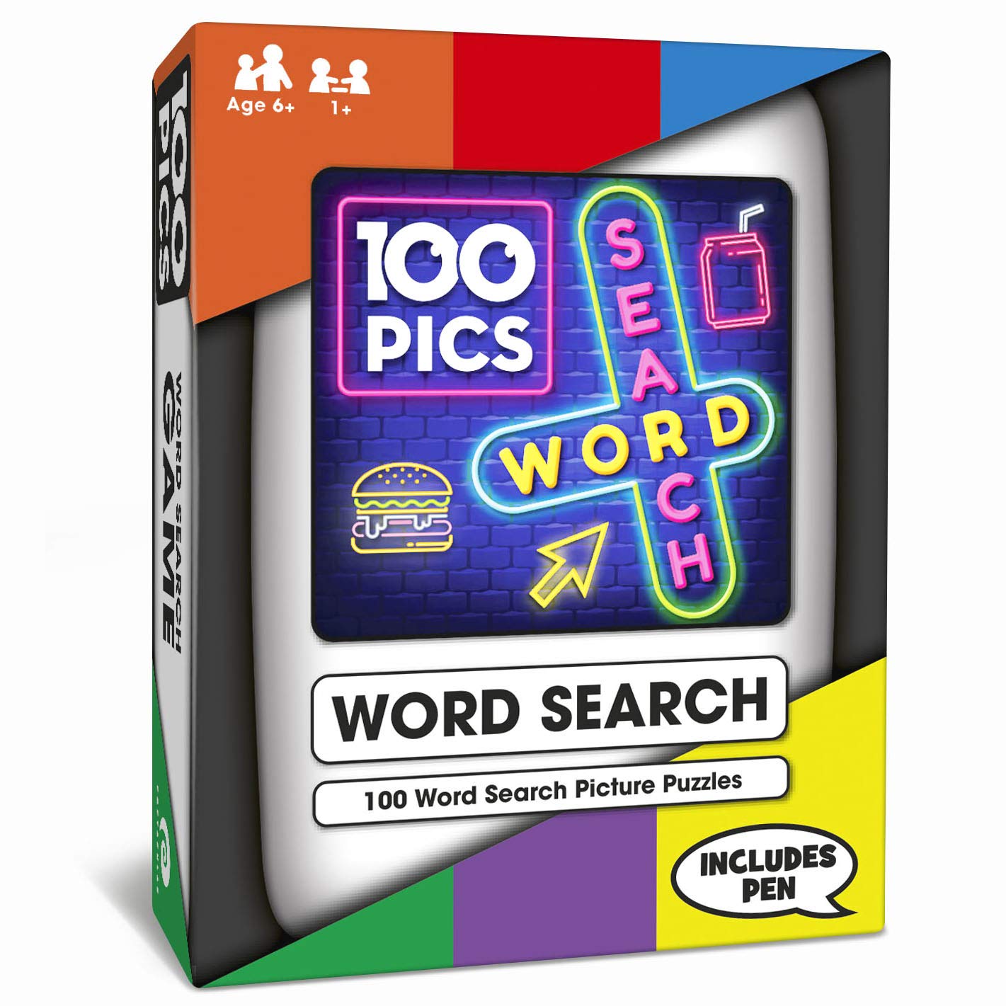 100 PICS Word Search Game Pocket Puzzle With Picture Clues, Wipe