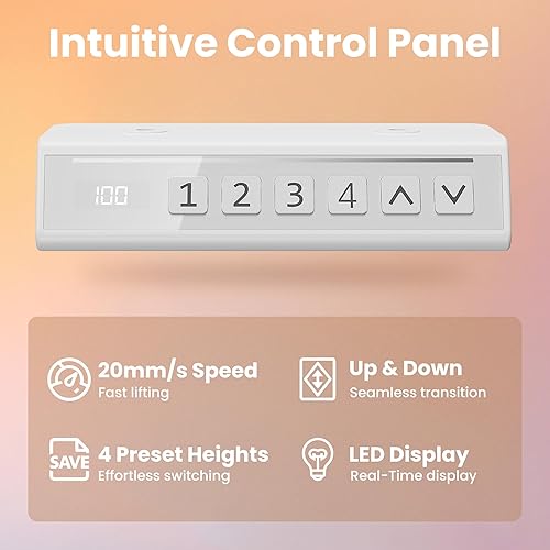 Vista 6 de HUANUO Escritorio eléctrico pequeño de pie de 32 pulgadas de altura ajustable, 4 ajustes de altura de memoria, escritorio de pie para oficina