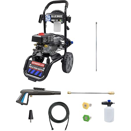 AR Blue Clean MAXX3000-BNDLNC, Includes MAXX 3000 Electric Pressure Washer with 12' Quick Connect Extension Lance. 3000 PSI, 1.3 GPM, Easy Quick Connection Lance, Trigger Gun, 25' Hose, 61 lbs