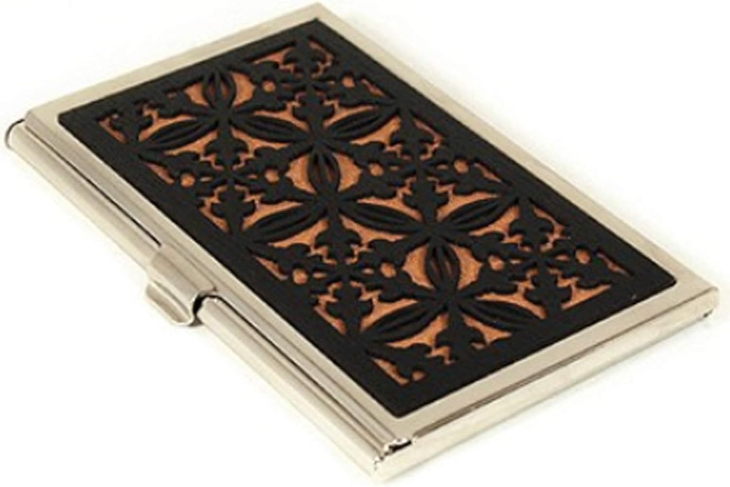 kalavinka Business Card Case Holder Pattern of Korean Palace with Gift Box for Business Christmas Birthday Gift, Real Leather & Stainless, Black