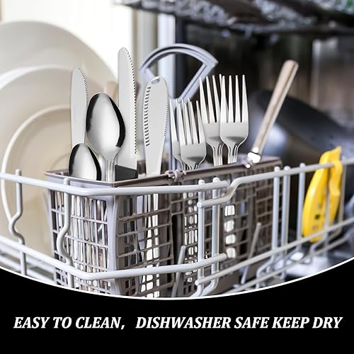 Miniatura 9 de Dominion - Juego de cubiertos con cuchillo de mantequilla, 25 piezas de cubiertos de acero inoxidable 18/0 para 4, incluye cuchillo de carne