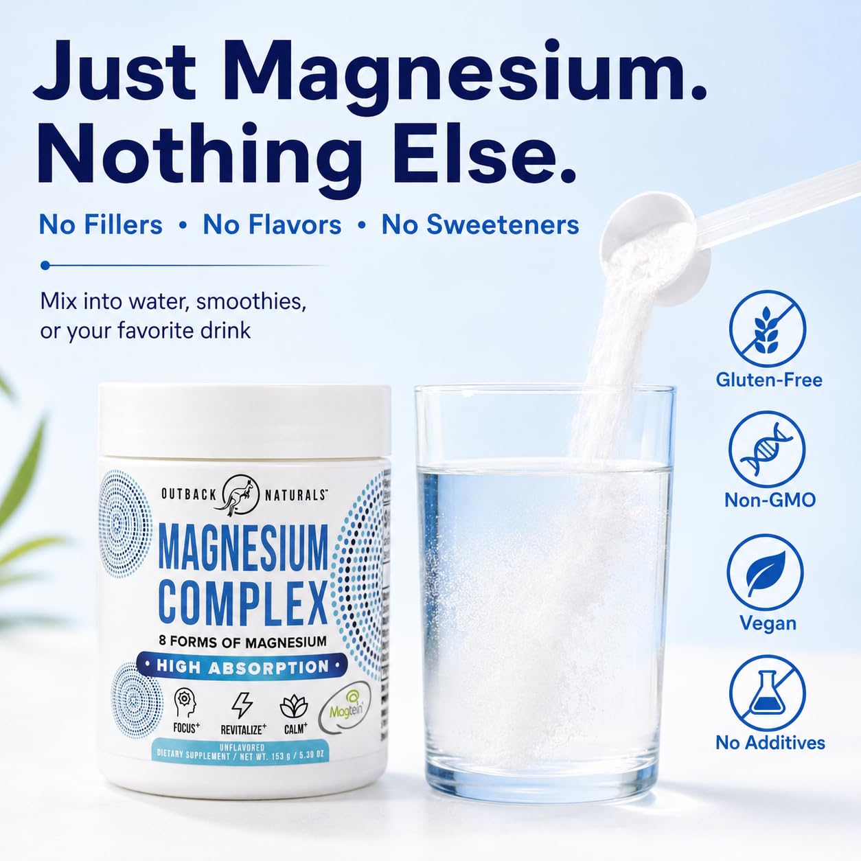 Magnesium Complex Powder - 8 Types of Magnesium, L-Threonate (Magtein), Glycinate, Malate, and More for Brain Health, Relaxation, Maximum Absorption - Unflavored, 30 Servings — Amazon image 4