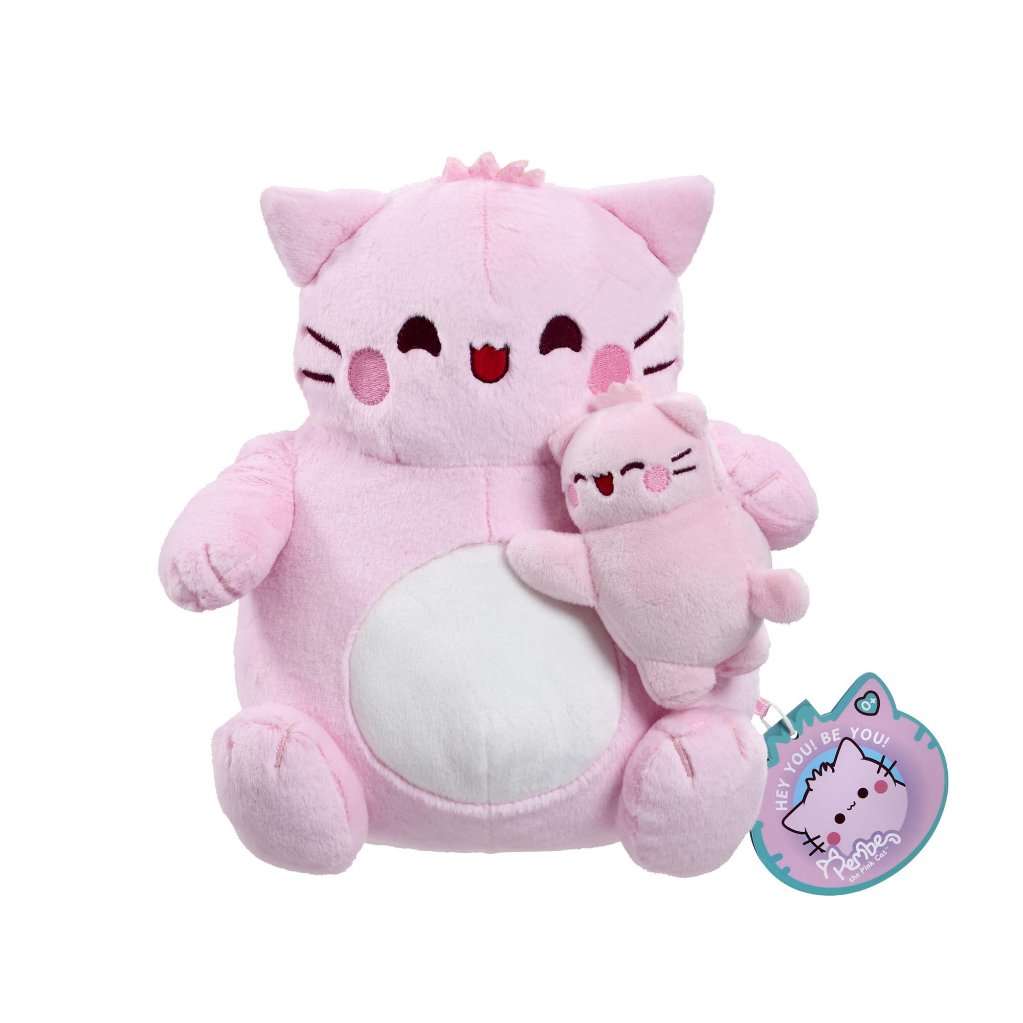 Rainbow Designs Pembe and Little Pembe Pink Cat Soft Toy, 23cm Kawaii Plush holding Star, Cute Collectable Gift for Kids & Adults, Soft Fabric Stuffed Animal, Positive & Uplifting Plushie