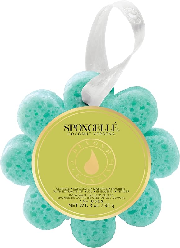 SPONGELLÉ Esponja de banho Coconut Verbena Wild Flower com sabonete corporal integrado