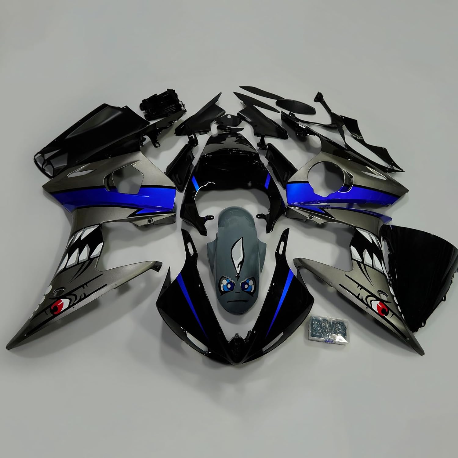 ZXMOTO Motorcycle Fairing Kit Fit for 2003 2004 Yamaha YZF R6,Fits R6S 2006 2007 2008 2009 Injection ABS Plastic Bodywork Fairings（BLACK Shark）