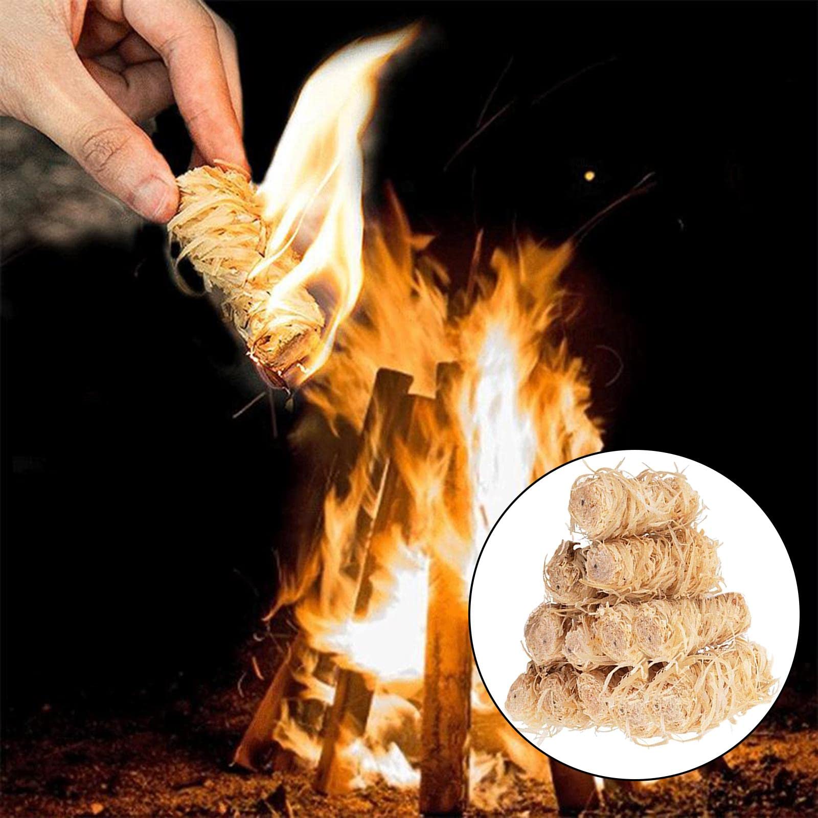 5 set 12 x 100% accendifuoco legna camino barbecue barbecue in legno 2 x 6,5 cm