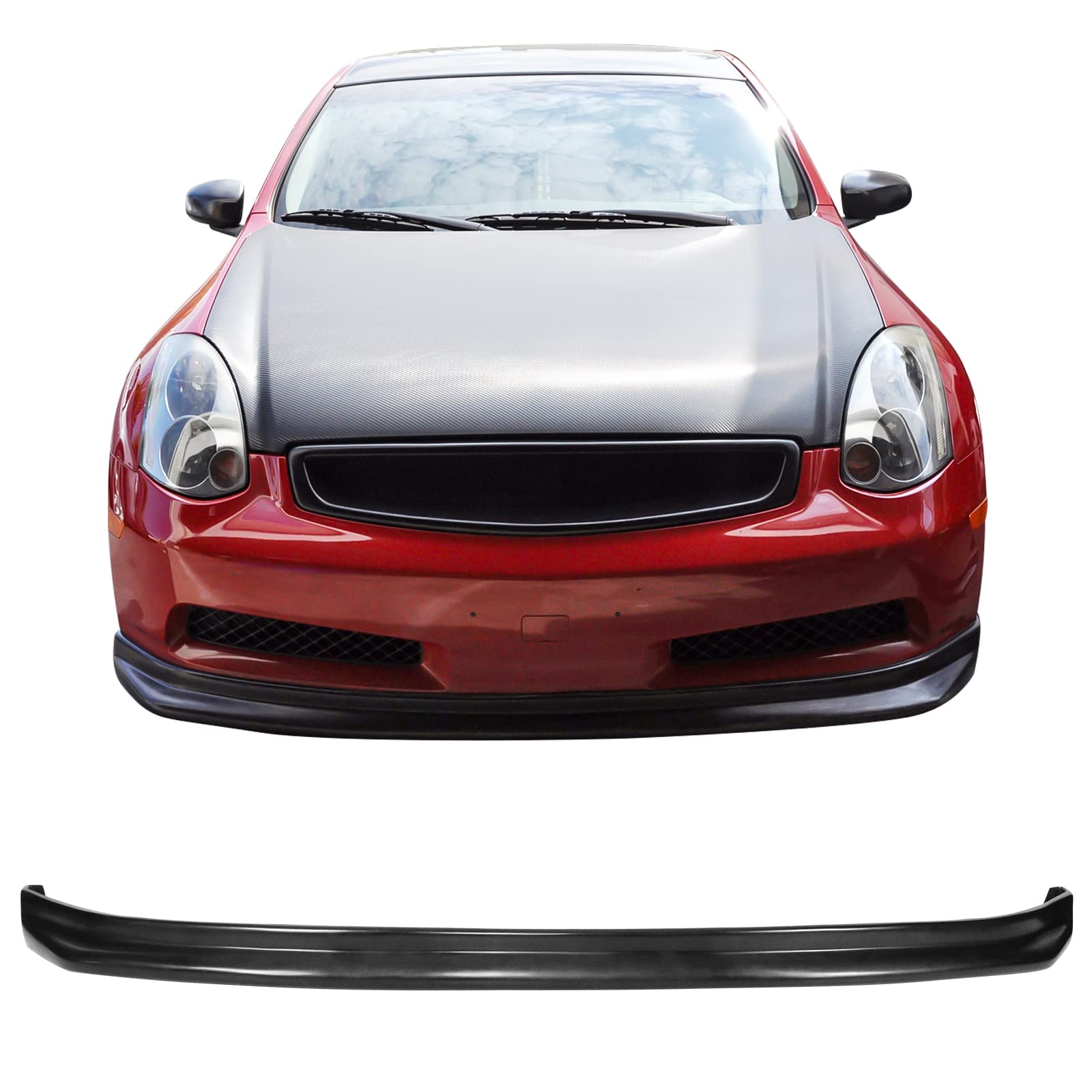 Front Bumper Lip Compatible with 2003-2006 Infiniti G35, Ns Style Poly Urethane PU Guard Protection Finisher Under Chin Spoiler by IKON MOTORSPORTS, 2004 2005