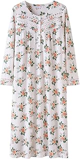 Nightgowns for Women, Soft 100% Cotton Knit Nightgowns, Comfy Long-Sleeve Ladies Sleepwear Gown for Mom
