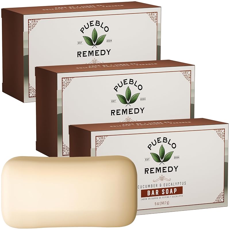 Sabonete em Barra Pueblo Remedy Pepino e Eucalipto, Pacote com 3, 142 g cada