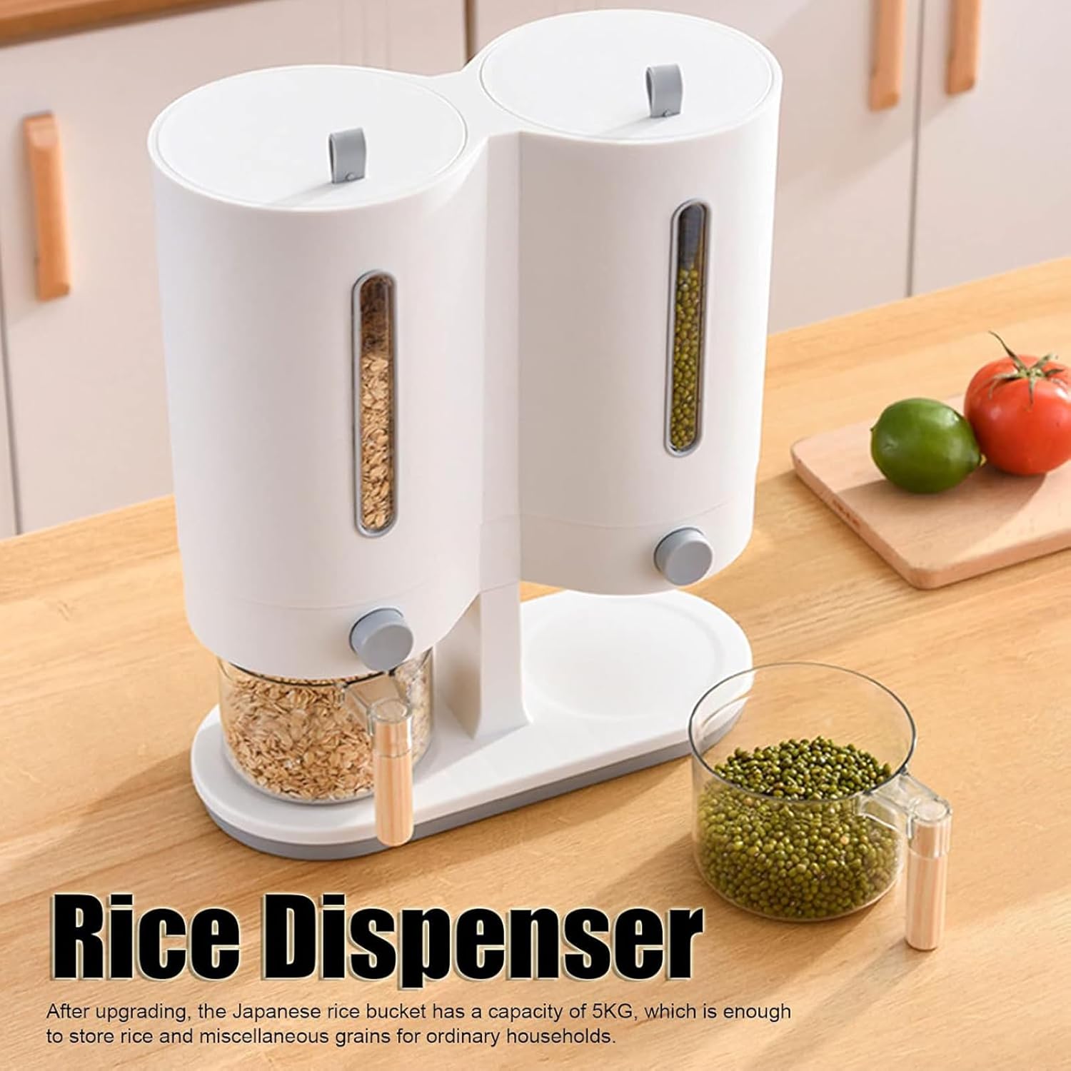 Rice Dispenser – Household Dry Food Container | Airtight Grain Storage Box | Kitchen Cereal Organizer, Large Capacity Rice Keeper, moistures-proof Bean Holder, Pantry Bulk Storage, Sealed Food Bin