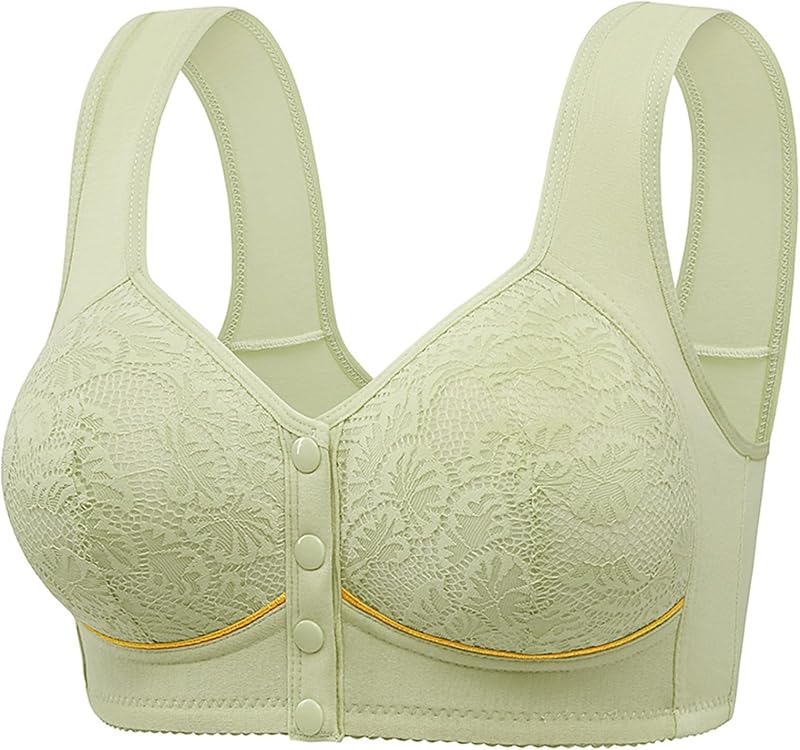 Bras for Older Women Upgrade Front Closure Full Coverage Cotton Underwear Push Up Gathering Vest Type Bra