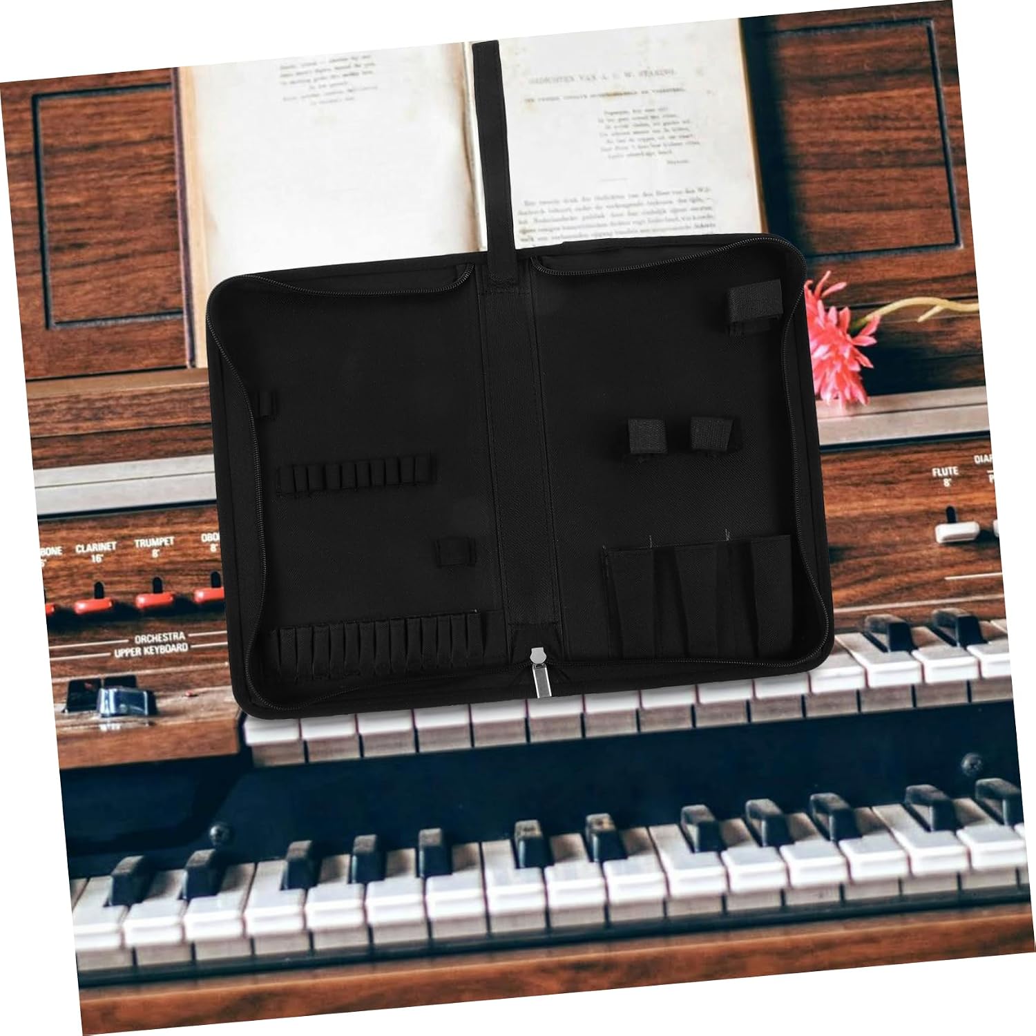 Piano Tuning Tool Organizer Bag, Black Oxford Cloth Storage Case