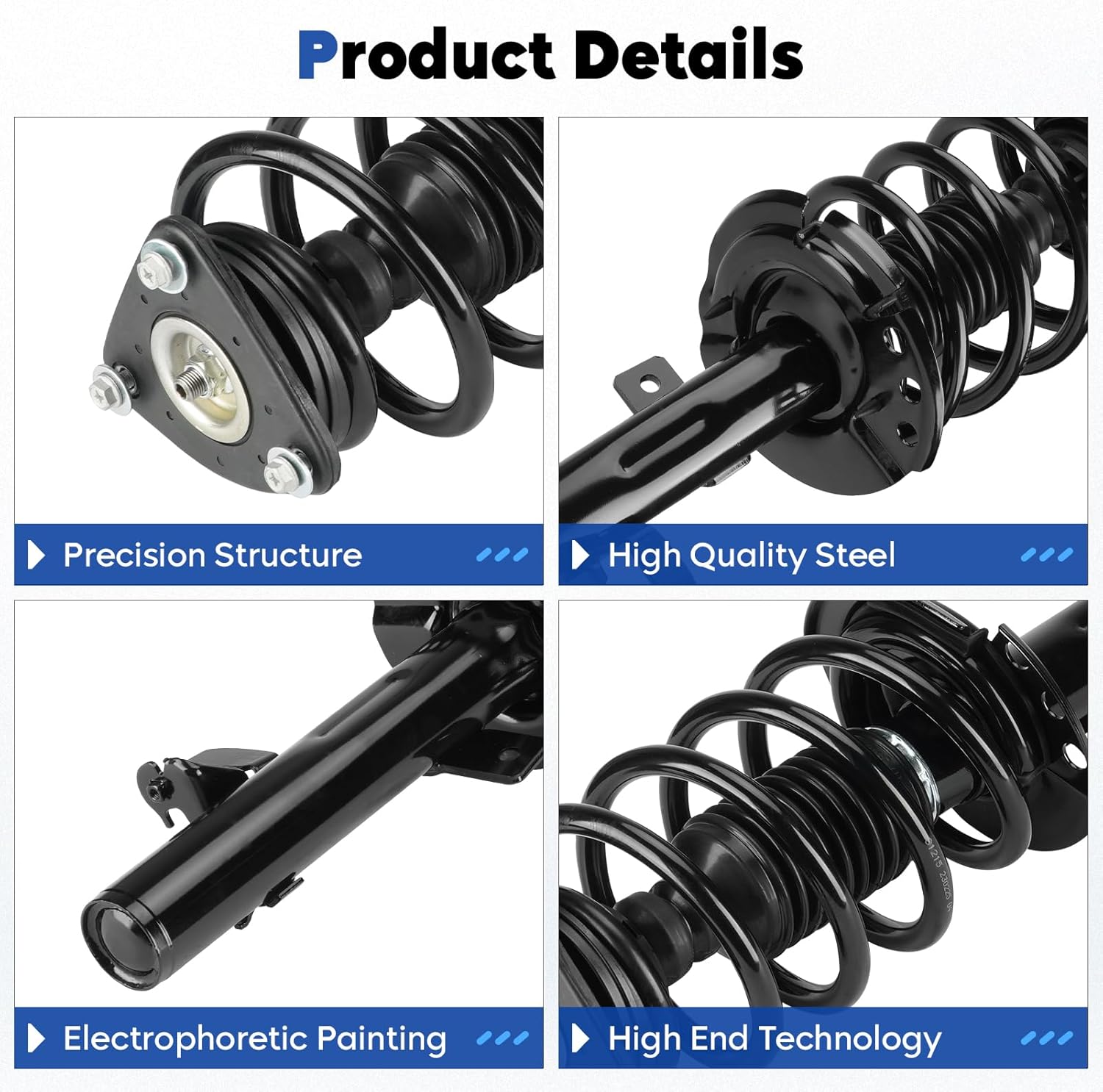 front struts assembly w/coil spring shock absorber fit for ford escape fwd 2014-2019, for 2014-15 escape 1.6l awd, replace for 172751 172750