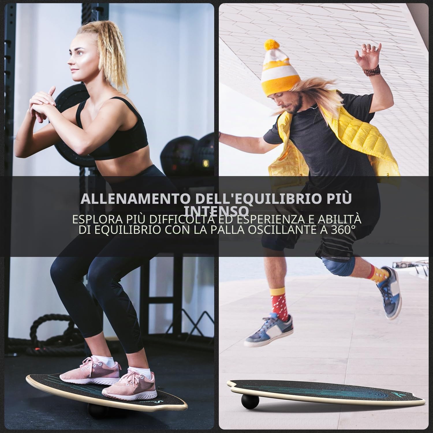 Balance Board in legno: Sportneer, skateboard, tavola da surf indoor e allenamento di equilibrio per bambini e adulti