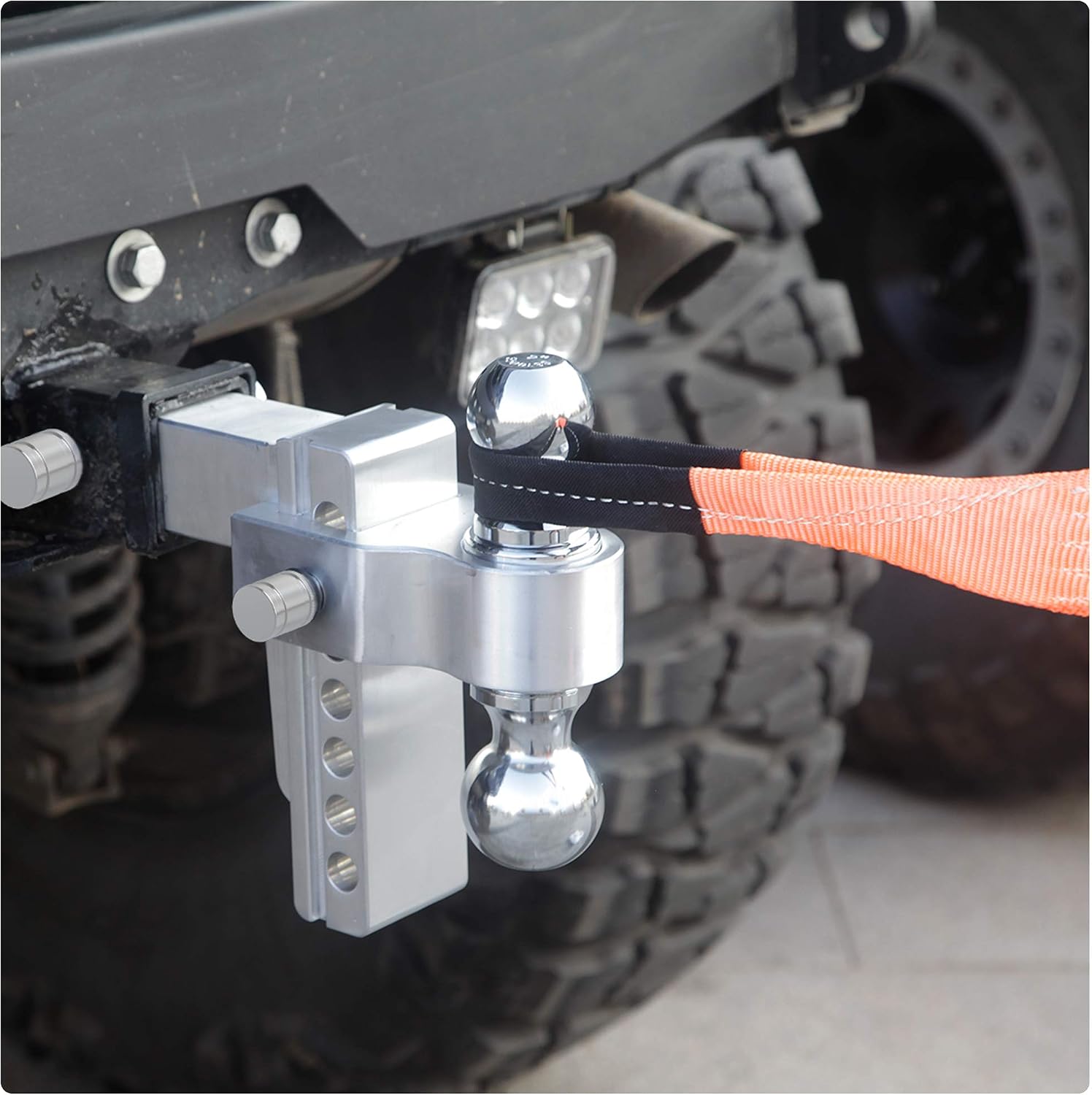 YITAMOTOR Adjustable Trailer Hitch Ball Mount, Fits 2.5-Inch Receiver, 6-Inch Drop/Rise, 2-Inch and 2-5/16-Inch Combo Stainless Steel Tow Balls with Double Pin Key Locks