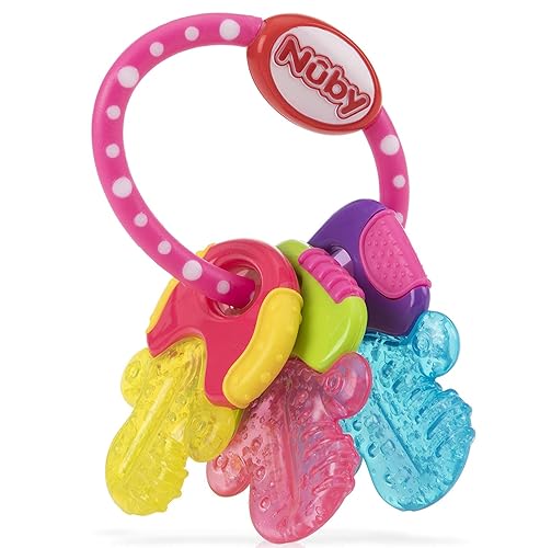 Miniatura 9 de Nuby Llaves mordedoras de gel de hielo 1 paquete multicolor., 1 paquete neutro, Paquete de 2 neutros, Rosa/Rebel Fun., Paquete de 2 rosa/azul, Rosa