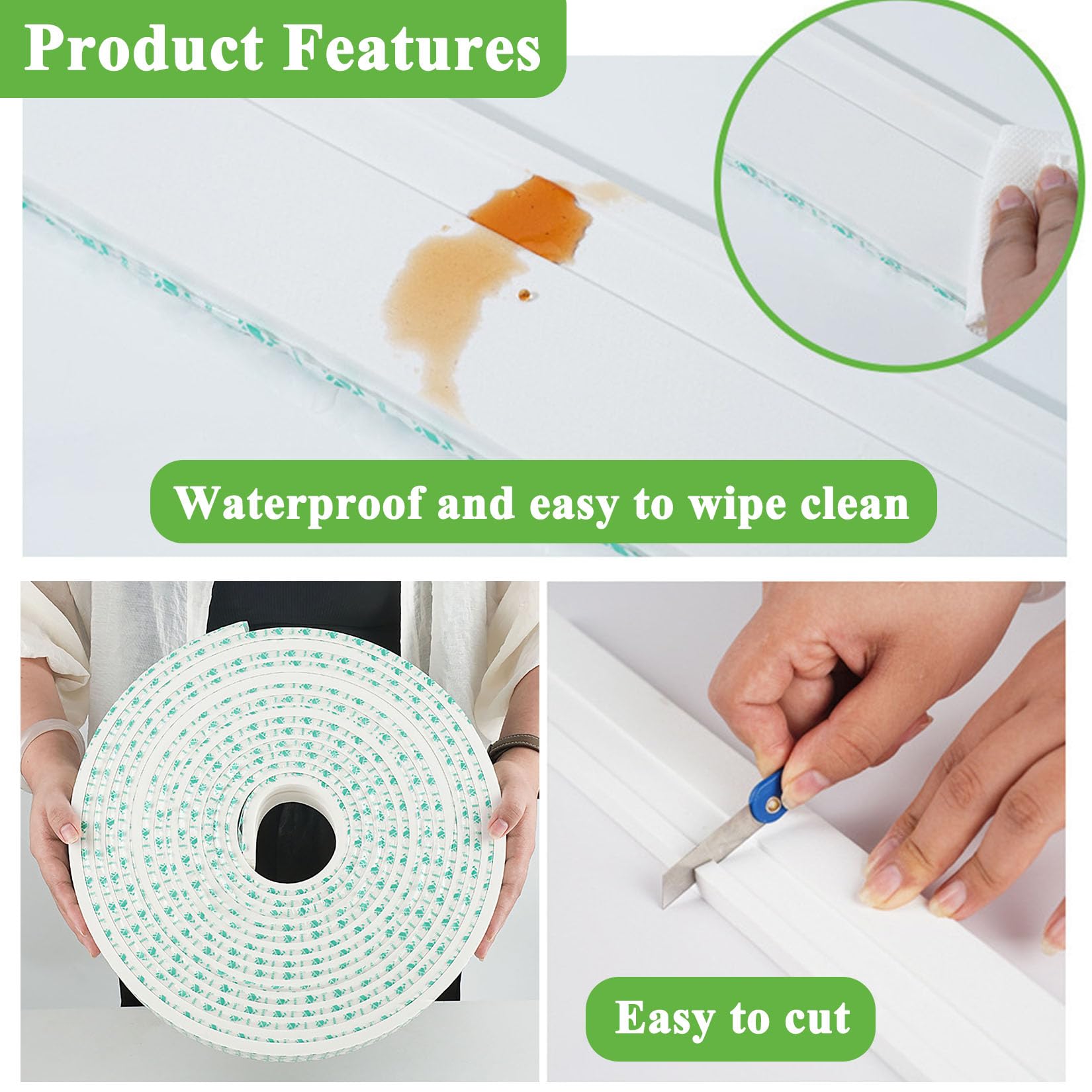Moldura de zócalo flexible de EVA autoadhesiva, moldura de esquina de pared despegable y pegable, zócalo de espuma impermeable y pintable para decoración del hogar,gabinetes,marcos