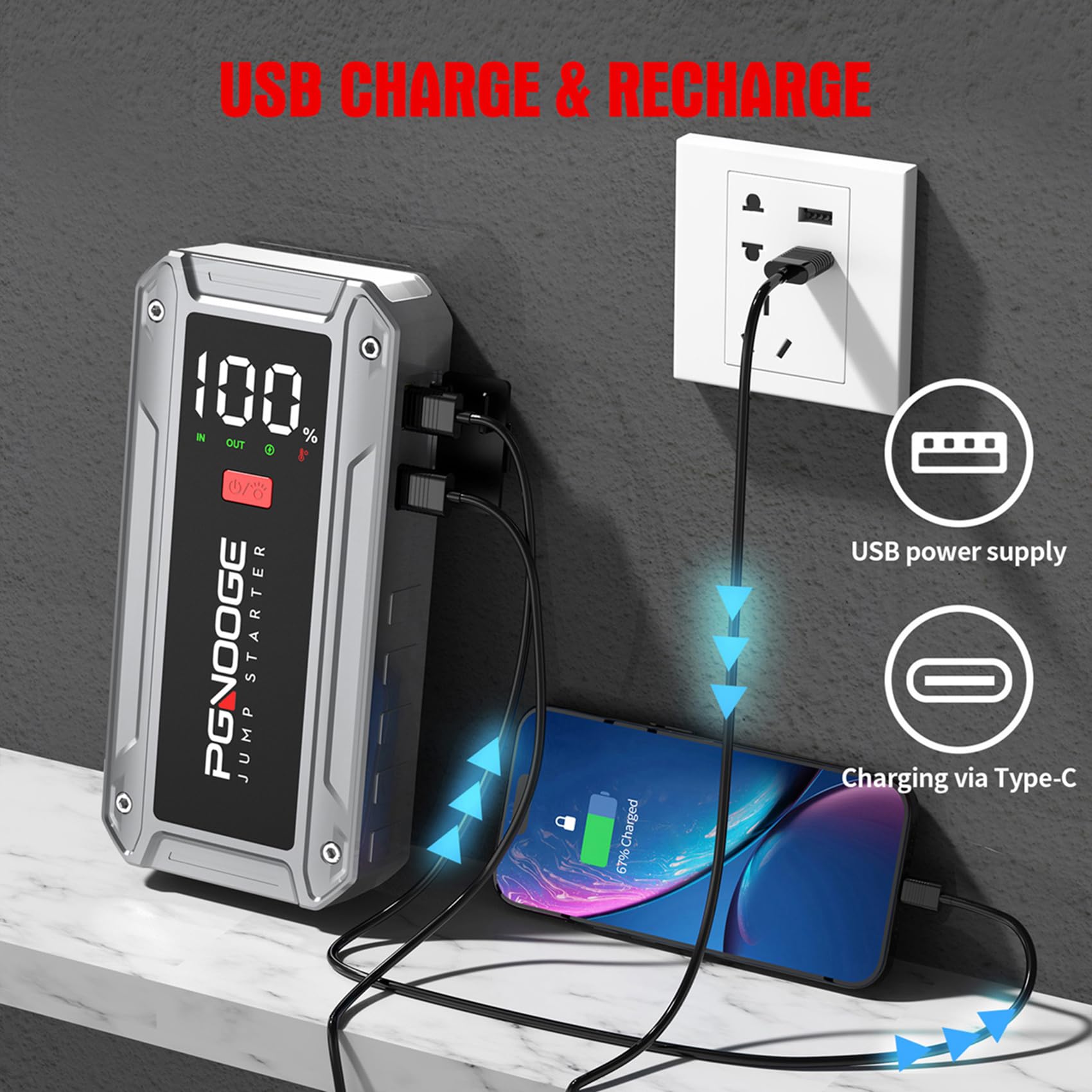 6000A 26800mAh Urządzenia Rozruchowe Wspomagające Akumulatory Samochodowe