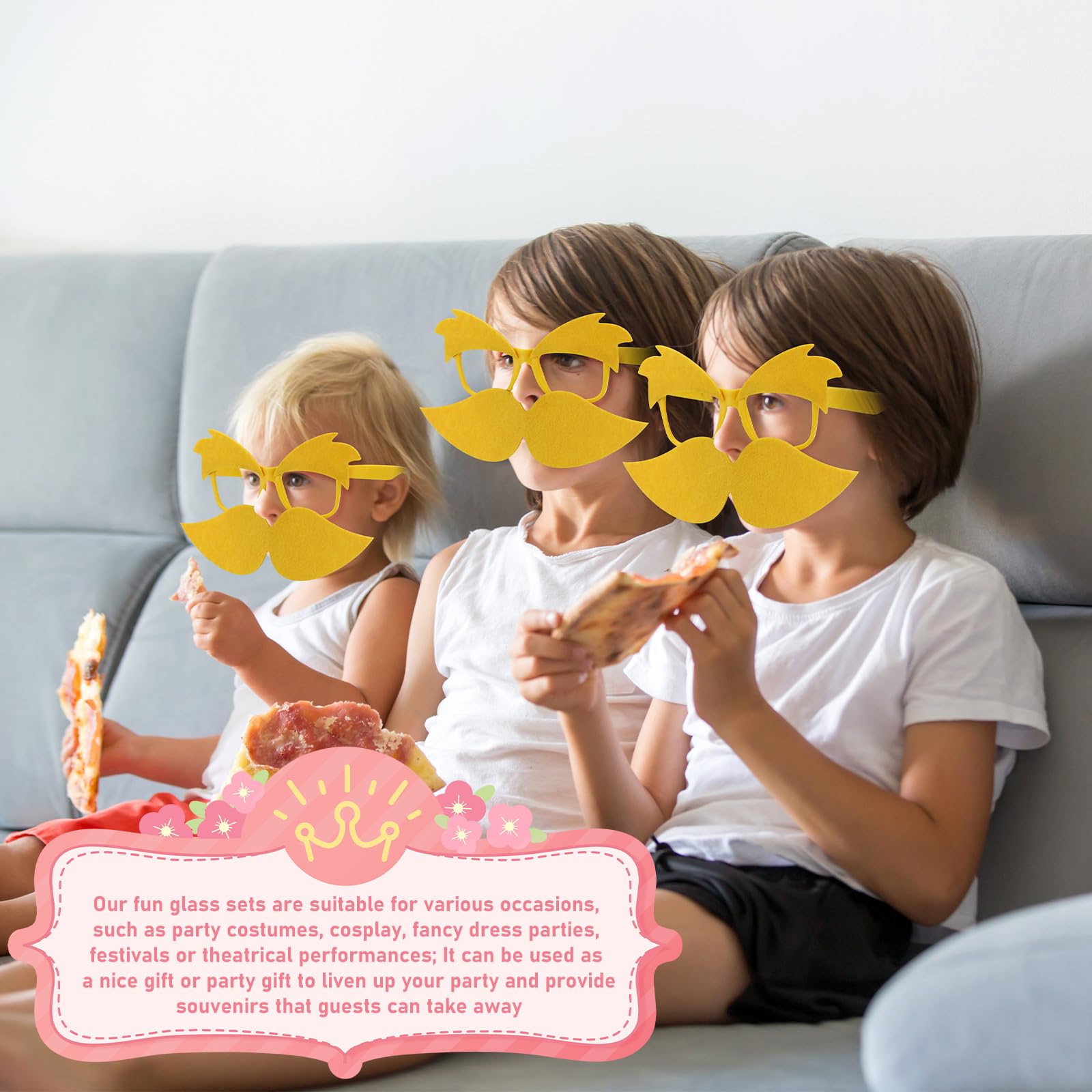 Foilswirl 12 Pack Yellow Glasses with Mustache and Eyebrows Set Fake Mustache Glasses Funny Disguise Glasses Cosplay Accessories Party Supplies Favors Gift for Adults Girls Boys