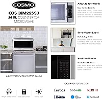 Vista 3 de Cosmo COS-BIM22SSB 61 cm Colección Nebula Horno microondas para encimera de 2.2 pies cúbicos en acero inoxidable