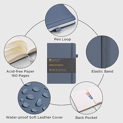 Miniatura 4 de ⩓ Per Se Cuaderno de Diario con Líneas (3 Paquetes), 160 Páginas Papel Grueso 100GSM, A5 Tapa Dura Cuadernos con Rayas Universitarias para Escribir