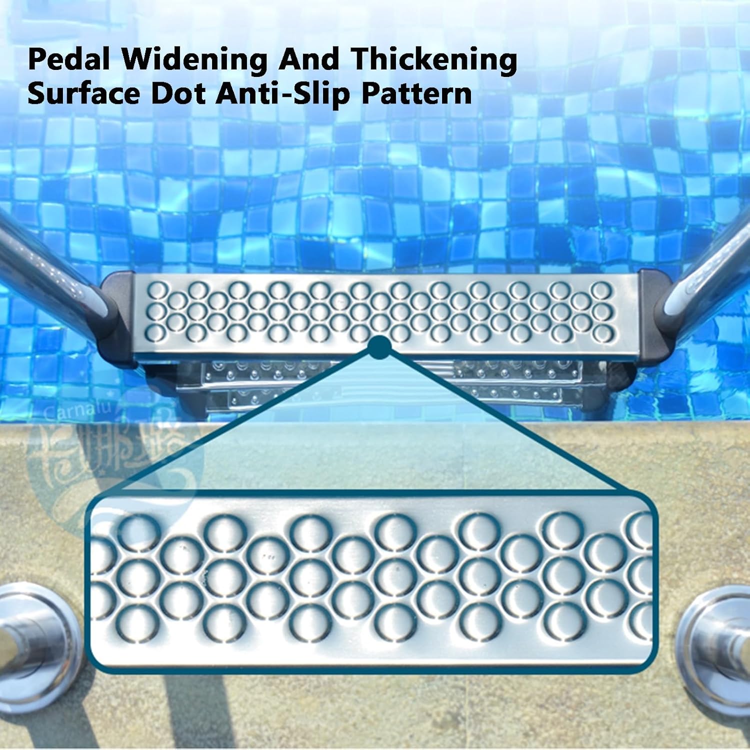 Swimming Pool Ladder,304 Stainless Steel Pool Steps,In-Ground Pool Pedal with Handrails,for Pool Bath Water Park(2 Steps,1.2mm)