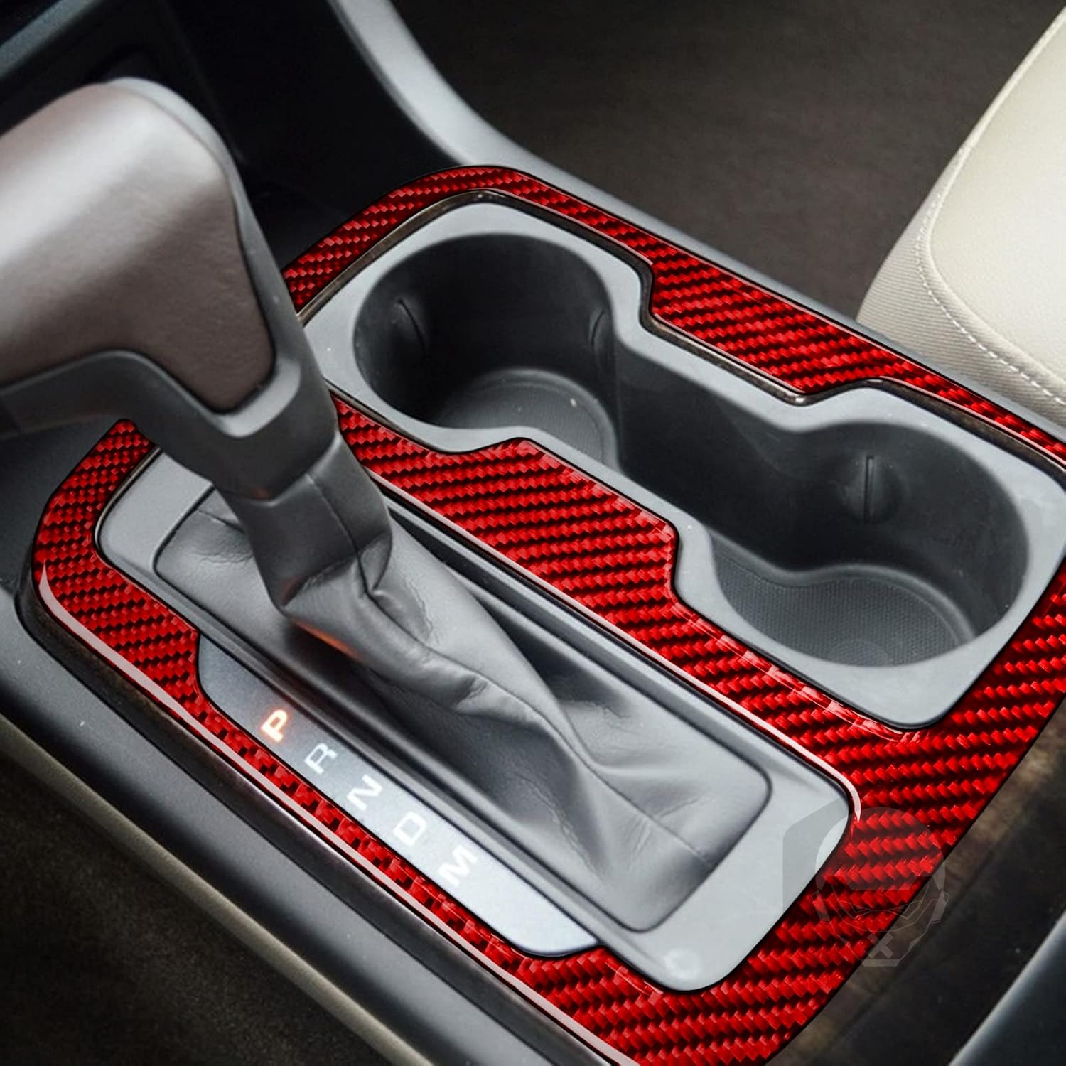 Red Real Carbon Fiber Car Center Console Gear Shift Panel Cover Sticker Anti-Scratches Trim Compatible with Chevy Colorado/GMC Canyon 2015 2016 2017 2018 2019 2020 2021 2022 Interior Trim Accessories