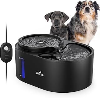 iPettie Waterfall Dog Water Fountain, Hygienic 5-Stage Filtered Water, 2 Heights to Drink from, Water Shortage Alert, Night Light with ON/Off Switch, Cat Water Fountain 203 OZ (1.6 GAL) 6 L