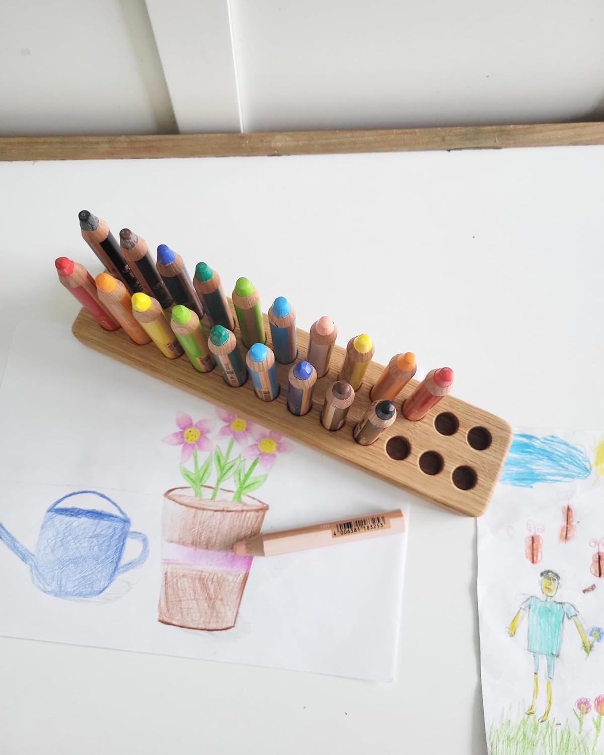 Pencil holder for Stabilo woody gift for kids wooden desk organization Montessori crayon organizer homeschool supplies PENCILS NOT INCLUDED (holder for 24 Pencils)