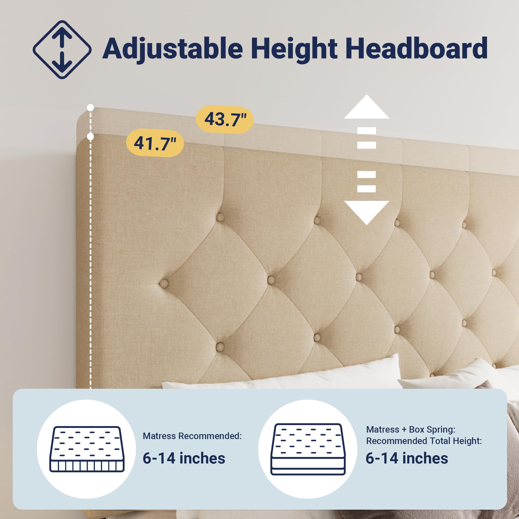 Condition photo showing Good Condition for only headboard, color beige