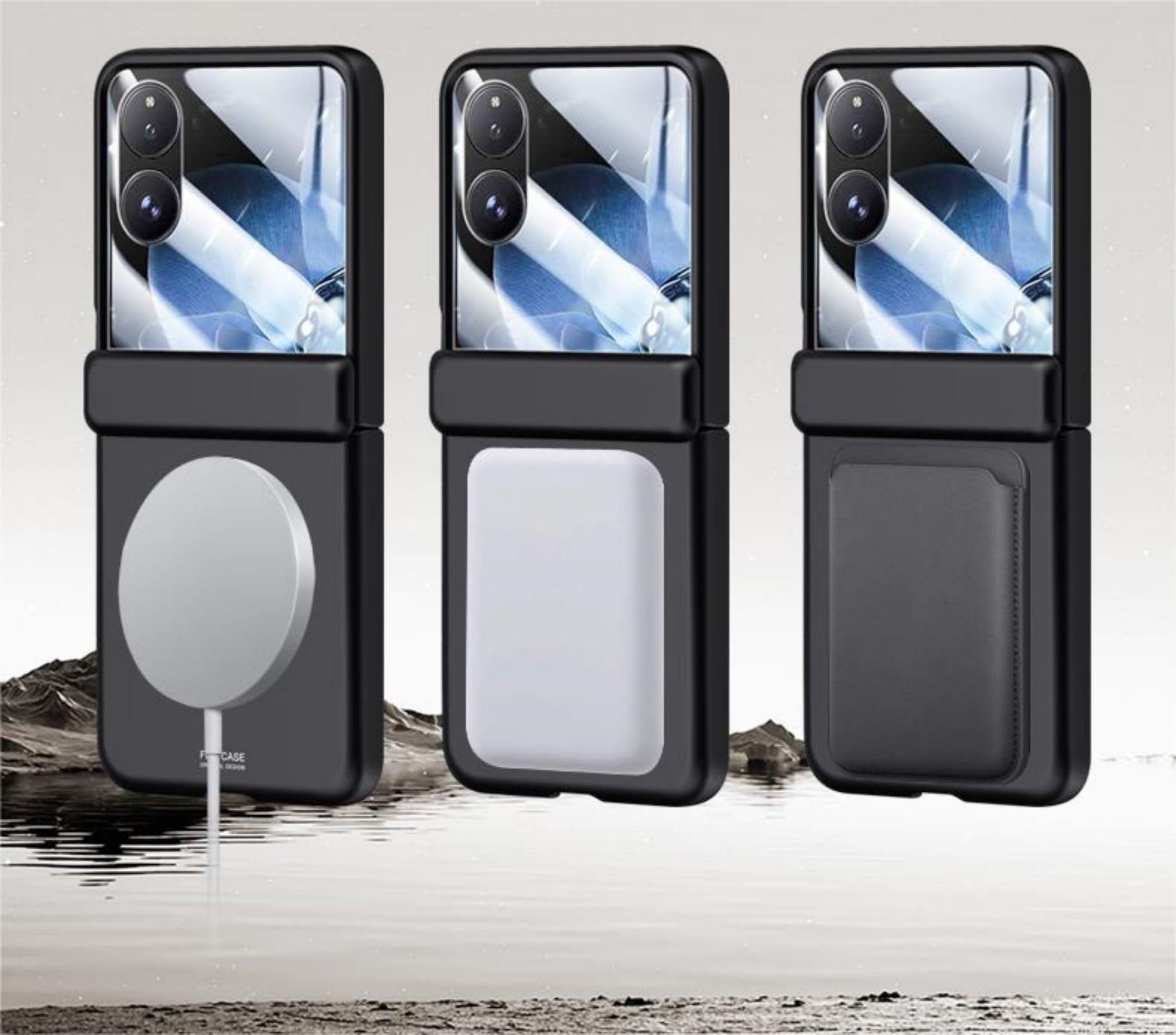 Coque pour Mix Flip Boîtier + Rear Screen Film + Hinge + Wireless Charge,Bumper Case Armor étui pour Xiaomi Mix Flip(4)