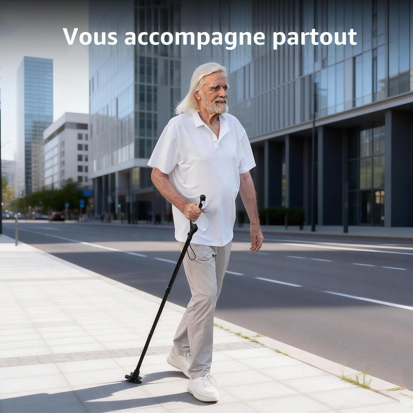 REHAND Canne de Marche Réglable pour Seniors et Adultes – Poignée Ergonomique Antidérapante, 10 Réglages de Hauteur (101–124 cm), Supporte Jusqu’à 159 kg