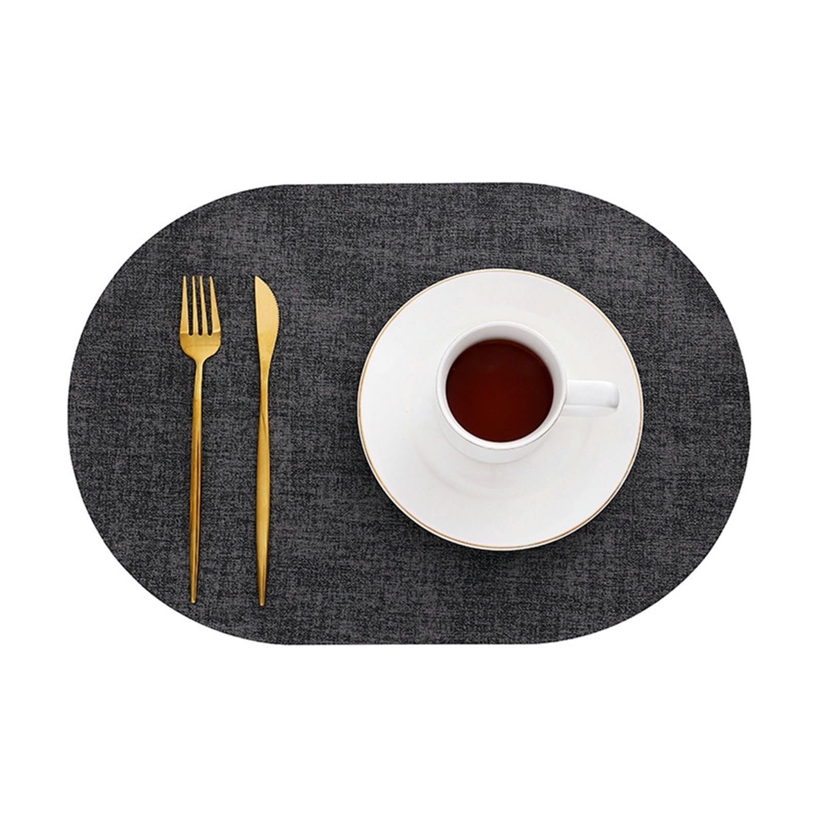 Sets de table ovales gris foncé 44x30 cm pour cuisine lot de 4