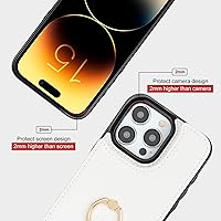 Vista 8 de Folosu Funda compatible con iPhone 15 Pro Max con soporte para tarjetas, rotación de 360°, soporte de anillo de dedo con función atril, bloqueo