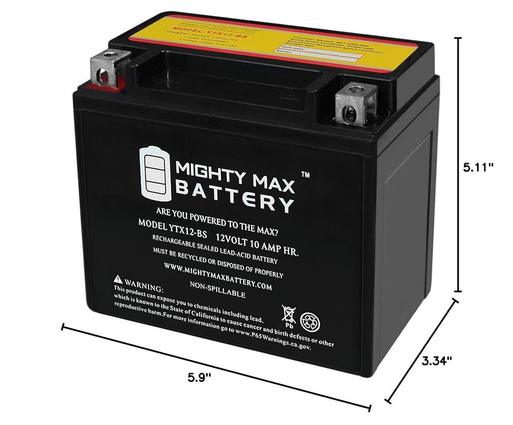 Amazon.com: Mighty Max Battery YTX12-BS 12V 10AH Battery for