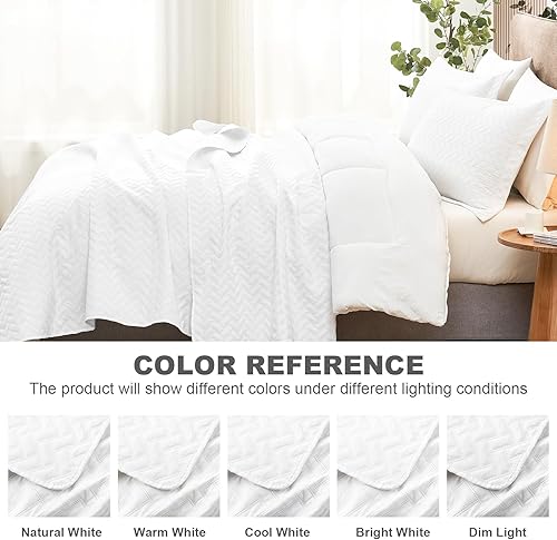 Vista 174 de Hansleep - Edredón blanco tamaño Queen – Colcha barroca ultrasónica para todas las estaciones, juego de ropa de cama suave y ligero, 3 piezas